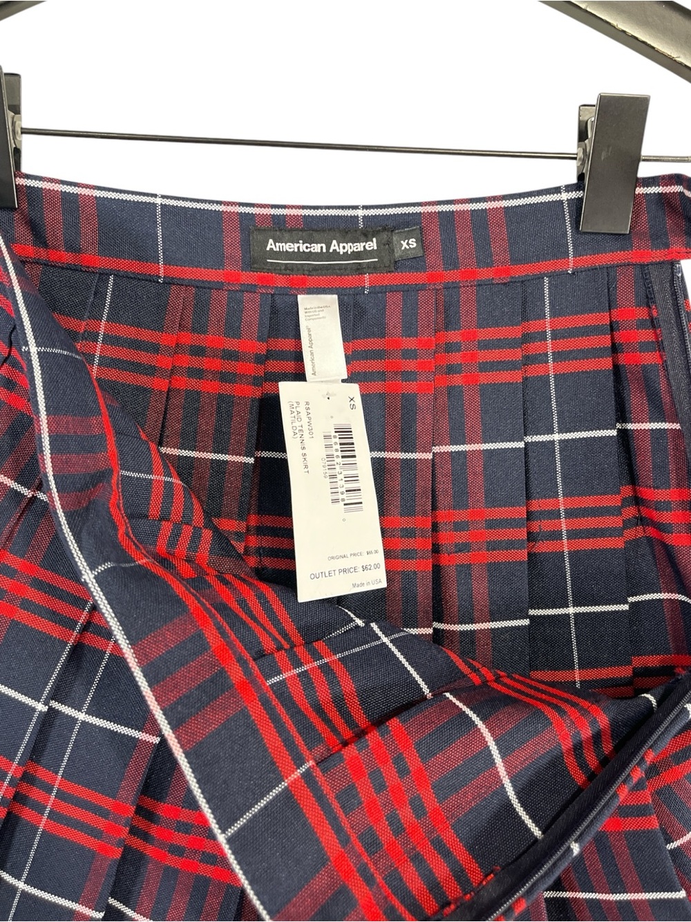 NWT American Apparel Plaid Pleated Mini Skirt Tennis School Girl Size XS - Picture 4 of 7